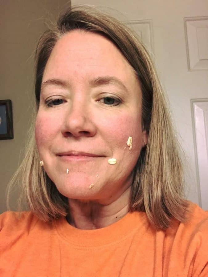 me using my face scrub tutorial