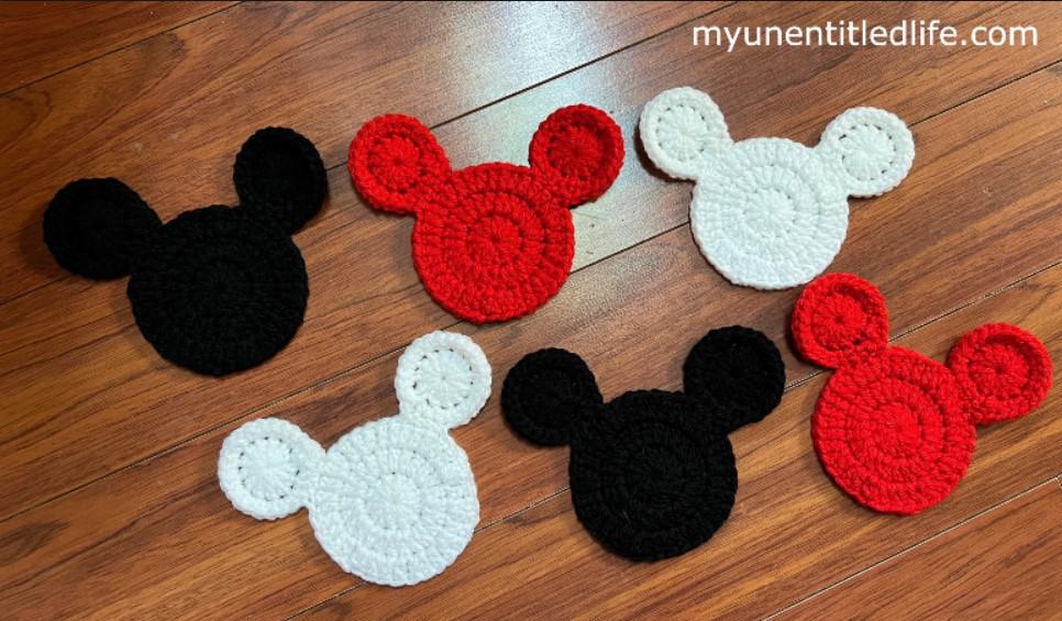 Beginner friendly Mickey Mouse Mug Coasters Free Crochet Pattern 